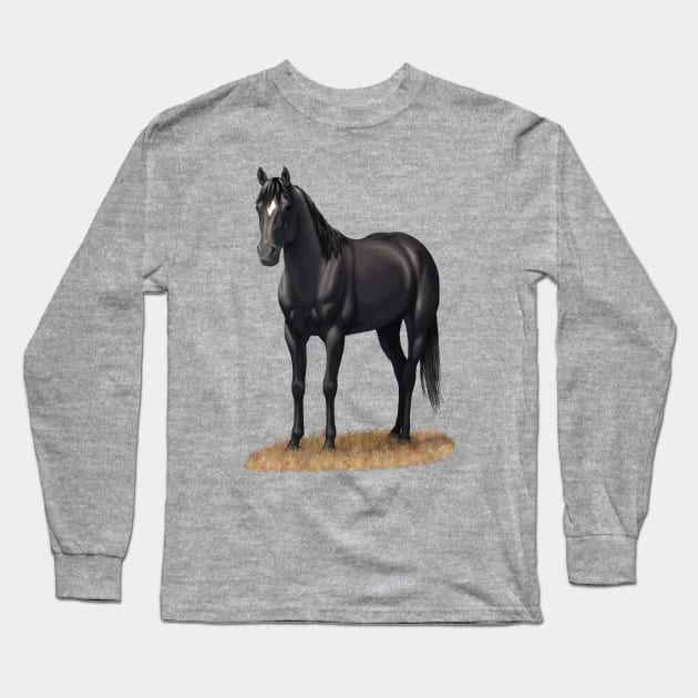 Beautiful Black Quarter Horse Stallion Long Sleeve T-Shirt by csforest